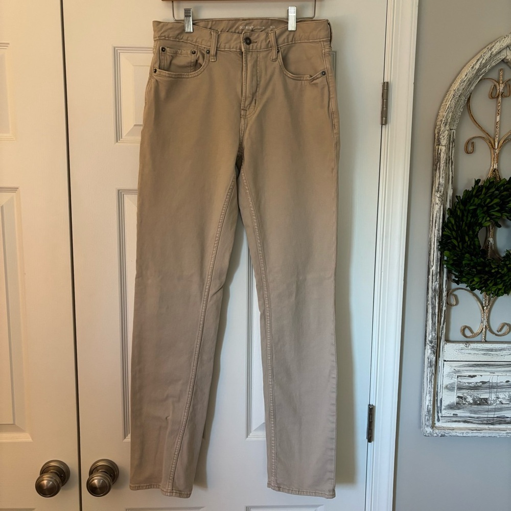 Old Navy Men’s Slim Five 5 Pocket Pants Light Khaki 32x34 Straight Leg Twill - Picture 4 of 10